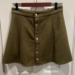 Large Suede Olive Green Skirt